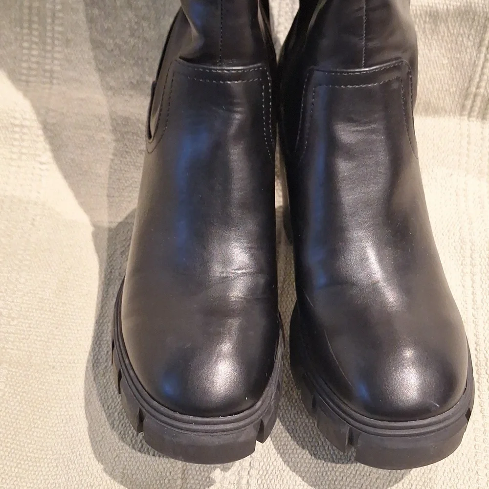 Nine West Kani clunky black stacked heeled knee boots 9M - Picture 3 of 10